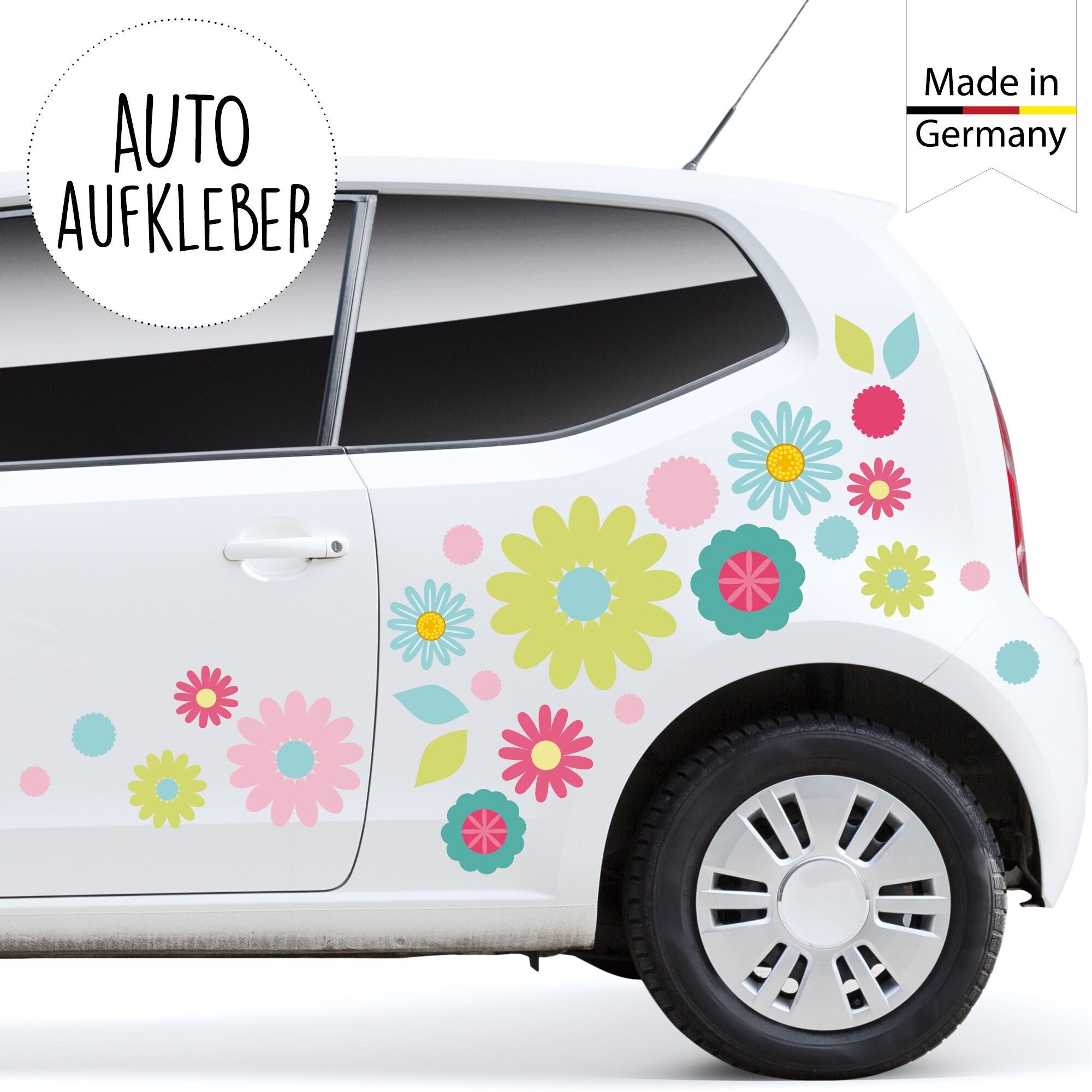 AA238 Auto Aufkleber Set Kleine Schnecke + Blumen Sticker