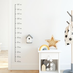 Wandtattoo Messlatte Maßband 40 - 160 cm konturgeschnitten - ohne Hintergrundfolie, 10 cm Abstand Maßband