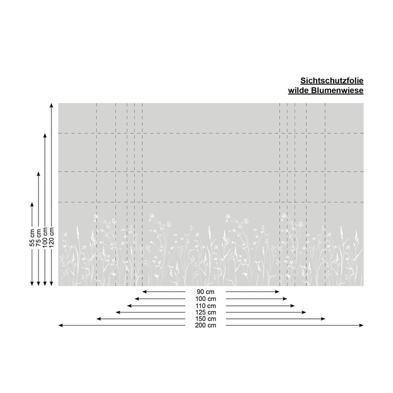 Sichtschutzfolie mit einer wilden Blumenwiese, Fensterfolie Fensterdeko Milchglasfolie Bild 6