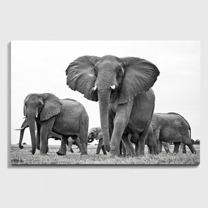 Arte mural de elefantes, impresión de manada de elefantes, lienzo de elefantes, fotografía de elefante africano, impresión de elefantes, animales de safari, póster de manada de elefantes