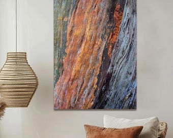 Wood Texture Canvas Art, Tree Colorful Photo, Wood Print, Modern Nature Living Art, Tree Bark Poster, Tree Texture Colorful Canvas, Wood Art