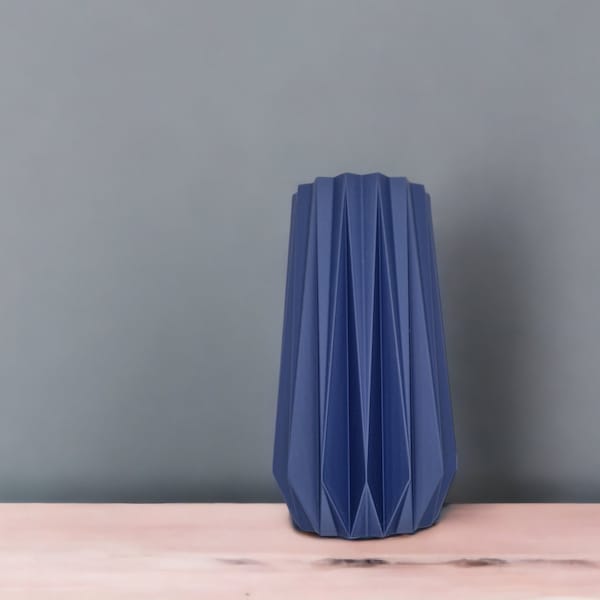 Vase bleu géométrique, imprimé en 3D