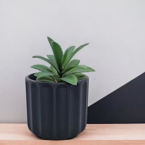 Minimalist black pot, 3D printed interior decoration