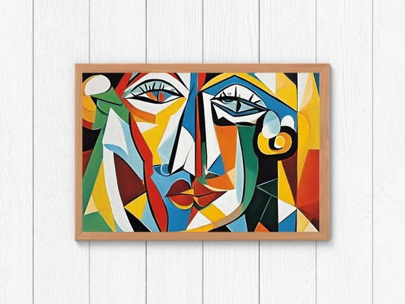 Inspired by Picasso's Art of the Face, Cubist Style, Modern Inspired by Picasso's Art of the Face, Cubist Style, Modern