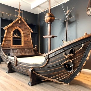 Sail Away to Dreamland with Our Wooden Pirate Ship Bed for Kids| 50 years warranty | Customisable