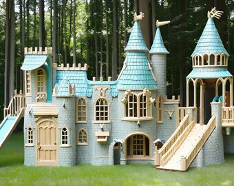 Storybook Castles Play House| Large Wooden backyard play house for children| Organic| Child-safe| 15 years warranty