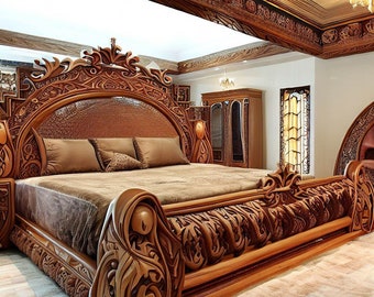 Amazing Hand-carved Bed| Premium quality teakwood| 100% Handmade