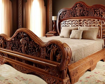 Royal hand-carved bed for Couples| Premium quality teakwood| 100% Handmade