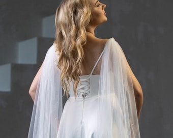 Bridal wings cape veil shoulder Wedding alternative veil capelet for bride