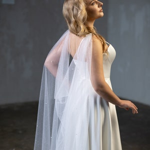 Cathedral Length Tulle Wedding Cape: Light Ivory Bridal Veil