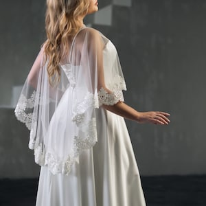 Wedding bolero shrug Tulle cape shoulder bridal Lace cover up