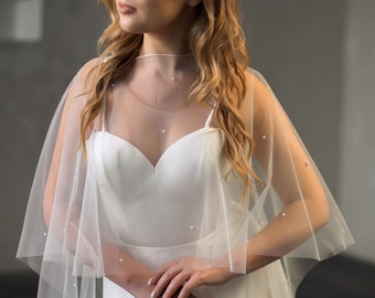 Bridal bolero with pearls Wedding cape shoulder Sparkle dress top