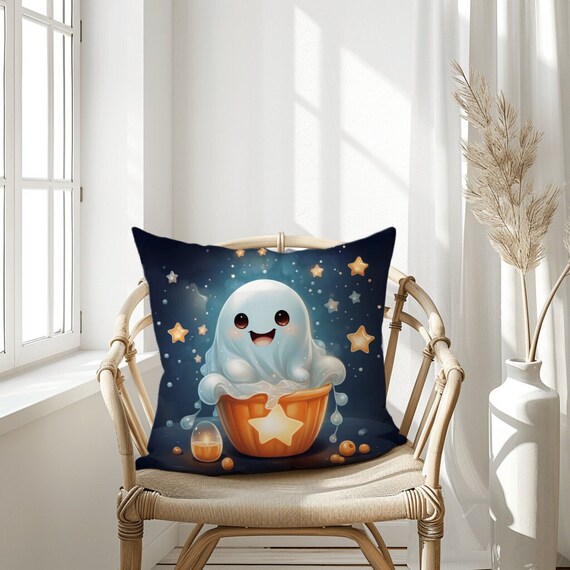 Cute Ghost Pillow With Pumpkin Candy Bucket Cozy Fall Decor for Spooky Charm and Sweet Treats Perfect for Halloween and Autumn Vibes Etsy Canada