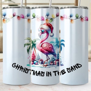 Weihnachtsflamingo-Becher-Sublimations-Design, 20 Unzen dünner Tumbler Wrap (digitaler Download)