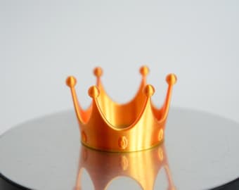 Corona dorada impresa en 3D: adorno para tarta de la realeza, accesorio de cosplay