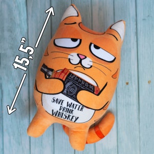 Save Water,Drink Whiskey|Plush with Slogan|Funny Plush Toy|Positive Vibes Toy|Motivational Gift|Plushie for Adults|Expensive Taste|Soft Toy