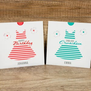Karte zur Jugendweihe/Konfirmation/Kommunion oder zum Geburtstag für ein Mädchen oder eine Frau, personalisierbar