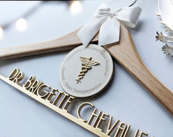 white coat hanger, medical hanger, doctor hanger, doctor gift, med school, graduation gift, doctor graduation, coat hanger, caduceus hanger
