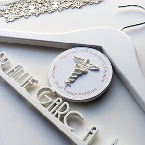 Doctor Coat Hanger, Caduceus Symbol Hanger, Medical Gifts for Women, Medical Gifts for Men, Med Student Gift, Personalized Hanger