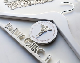 Doctor Coat Hanger, Caduceus Symbol Hanger, Medical Gifts for Women, Medical Gifts for Men, Med Student Gift, Personalized Hanger