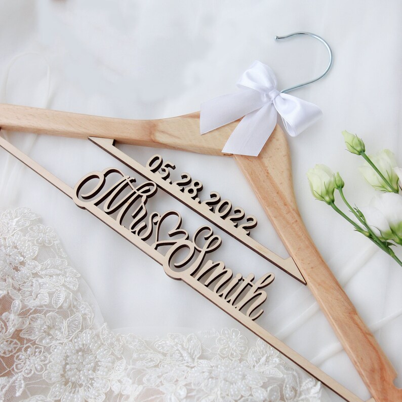 thumbnail image 2 of Personalised White Wooden Wedding Dress Hanger - Bridal, Prom, Keepsake 2 of 6