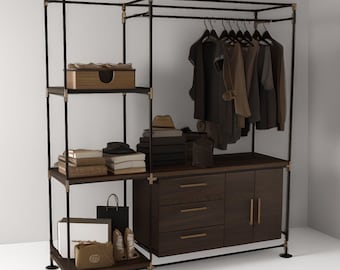Wooden Clothing Wardrobe | Garment Rack | Clothes Rack | Clothing Storage | Dress Up Rack | Clothing Hanger | Clothing Display