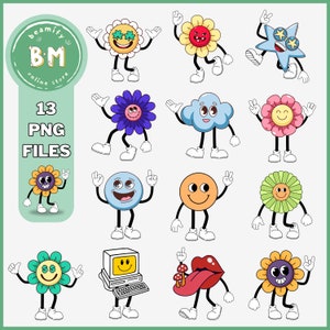 Flower Retro Shirt, Retro Wall Art, Retro png, Retro PNG Designs, Retro PNG Bundle, Retro PNG Files, Flower Retro Sticker, Retro Cliparts