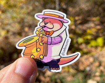 Dapper Otter Die Cut Sticker, Vinyl/Glossy and Waterproof, 1.9 x 1.8 inches