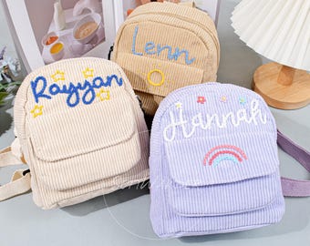 Personalized Corduroy Mini Backpack: Custom Kids Gift