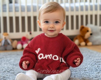 Custom Baby Sweater – Personalized with Hand-Embroidered Name, a Sweet Gift for Birthdays, Baby Showers, and Special Moments!