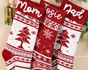 Custom Knitted Christmas Stockings, Personalized Holiday Decor
