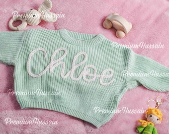 Adorable Custom Name Sweater: Cozy Knit for Babies, Ideal Baby Gift or Shower Present!