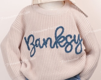 Baby's Custom Name Embroidered Sweater - Adorable Personalized Knitwear for Newborns, Perfect Baby Shower