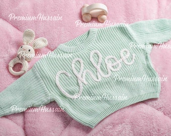 Special Baby Present: Custom Name Jumper, Handcrafted Knit, Ideal for Infant Girls!