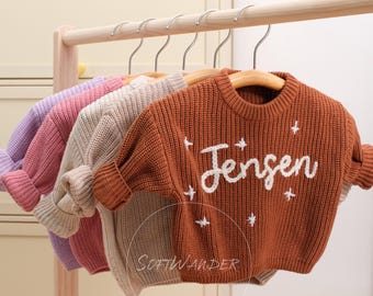 Hand Embroidered Personalized Baby Sweater – Knit Name Jumper