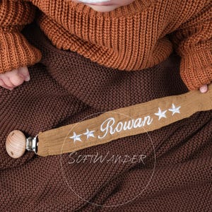 Personalized Pacifier Clip Holder – Custom Boho Baby Name, Embroidered & Monogrammed, Perfect for Baby Showers and Newborn Gifts