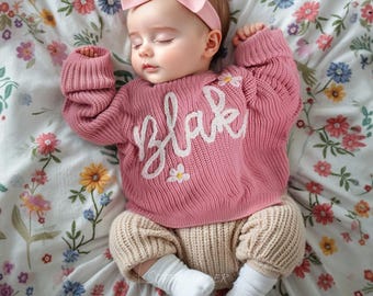 Custom Embroidered Baby Sweater: 100% Cotton Personalized Pullover