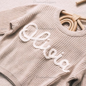 Pull en tricot personnalisé pour bébé, collection classique, 100 % coton, pull avec prénom brodé pour bébé image 3