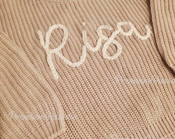 Customized Cotton Knit Baby Sweater: Timeless Collection with Embroidered Name