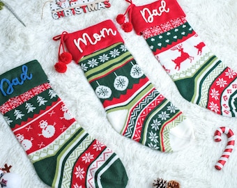Personalized Cable Knit Christmas Stocking – Custom Embroidered Name