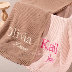 Manta de bebé bordada personalizada: algodón orgánico, suave como una nube