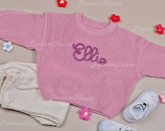 Cadeau personnalisé pour les fêtes : pull pour bébé avec prénom et monogramme personnalisés