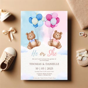 He or She? Gender Reveal Card – Digital Download