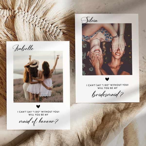 Bridesmaid Proposal Photo Card, Personalised Will You Be My Bridesmaid Card, Bridal Party Proposal Card,  Bridesmaid Gift, Maid of Honour