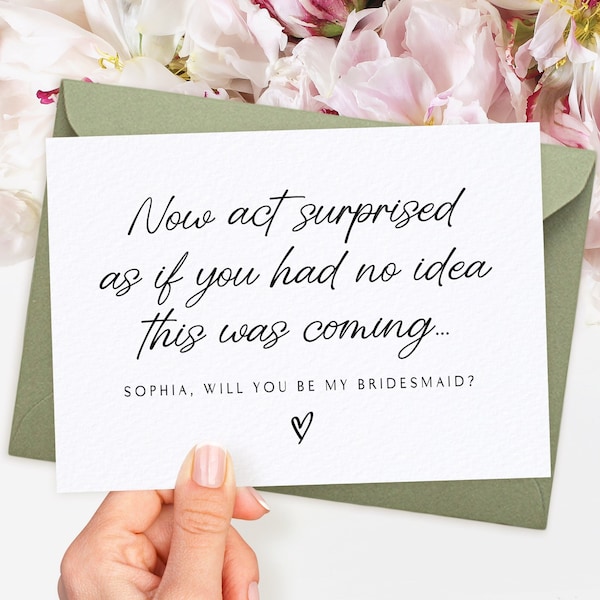 Bridesmaid Proposal Card, Personalised Will You Be My Bridesmaid Card, Bridal Party Proposal Card,  Bridesmaid Gift Idea, Maid of Honour, A6