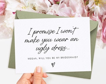 Bridesmaid Proposal Card, Personalised Will You Be My Bridesmaid Card, Bridal Party Proposal Card,  Bridesmaid Gift Idea, Maid of Honour, A6