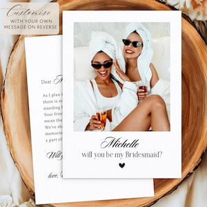 Personalisiert werden Sie meine Brautjungfer sein Foto Vorschlag Karte, Braut Party Vorschlag Karte, Brautjungfer Geschenk, Trauzeugin Vorschlag Karte Geschenk