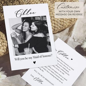 Tarjeta de propuesta de dama de honor personalizada Tarjeta con foto ¿Quieres ser mi dama de honor? Tarjeta de propuesta para la fiesta nupcial Idea de regalo Tarjeta de propuesta de dama de honor