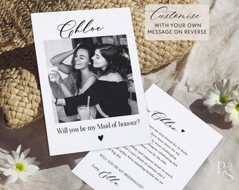 Personalised Bridesmaid Proposal Card Will You Be My Bridesmaid Photo Card Bridal Party Proposal Card Gift Idea Maid of Honour Proposal Card