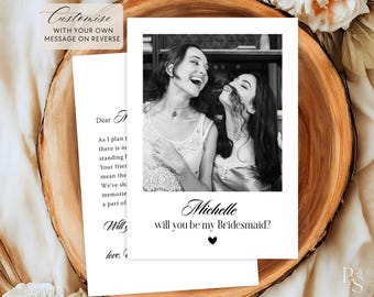 Personalized Bridesmaid Proposal Photo Card: Elegant Bridal Party Gift